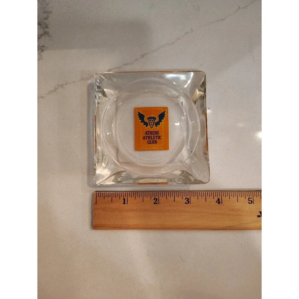 VINTAGE Glass Ashtray Ash Tray ATHENS ATHLETIC CLUB OAKLAND CAL 1950's